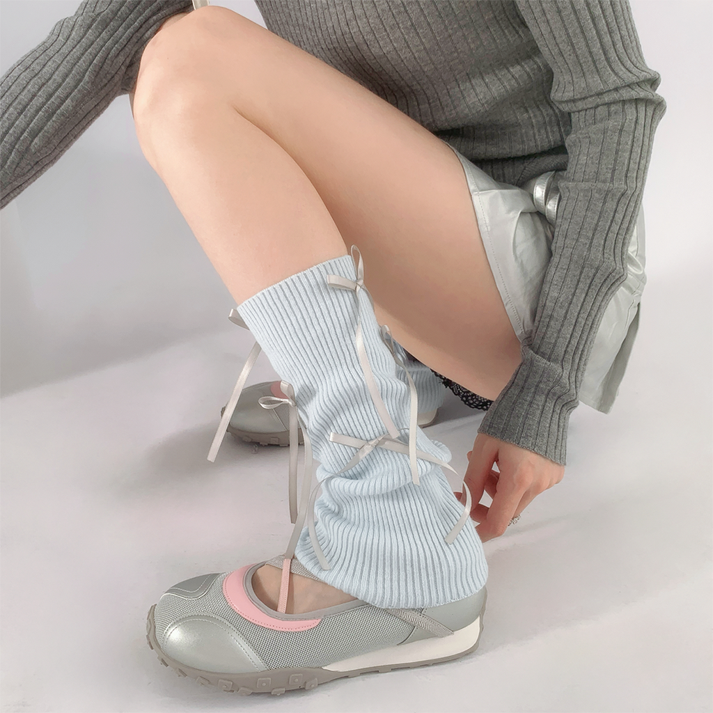 Stylish Ribbed Lace-Up Ankle Socks