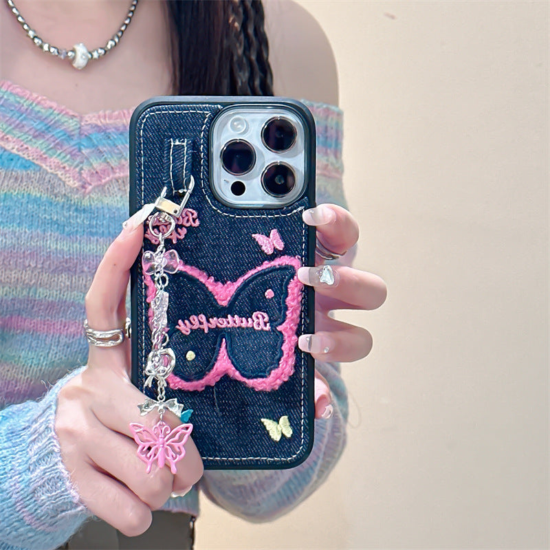 Butterfly Patch Denim Case