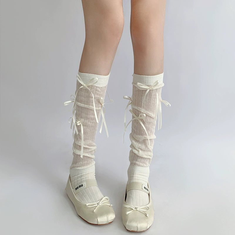 Elegant Ribbed Cotton Knee-High Socks