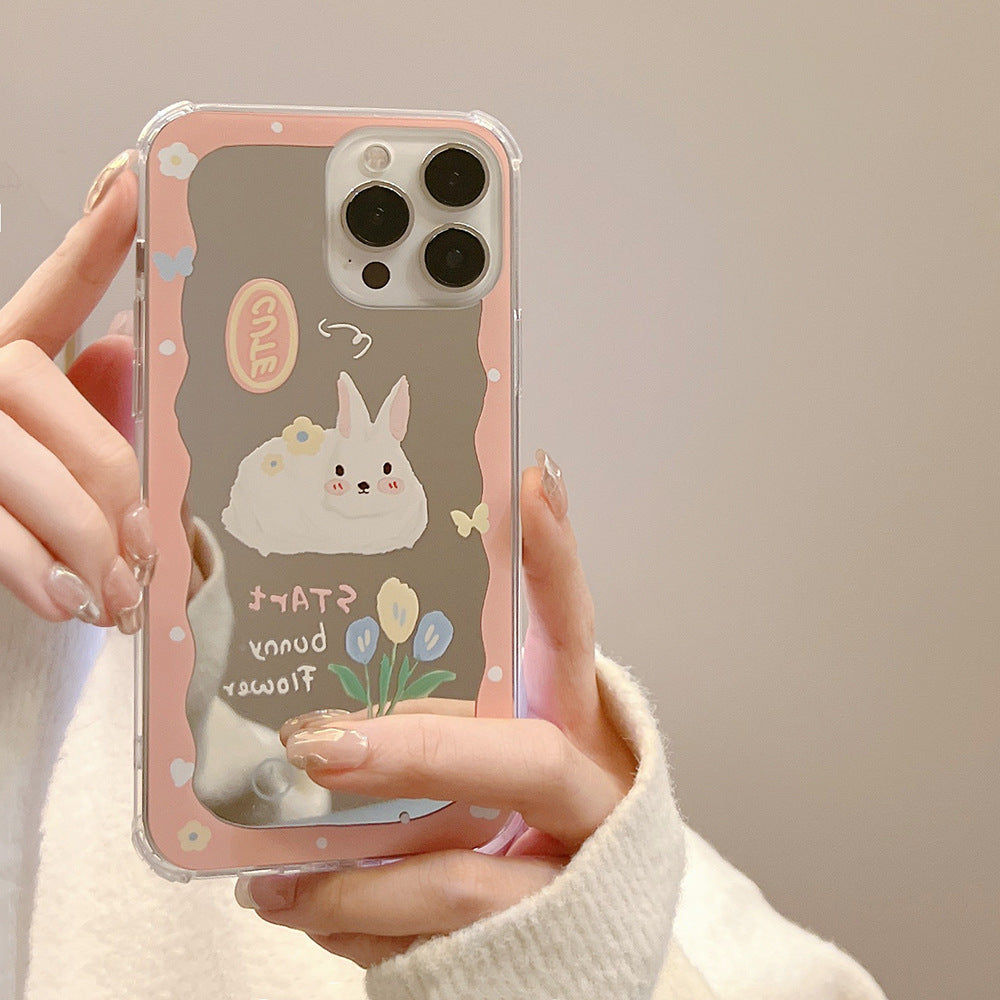 Start Bunny Flower Mirror Case