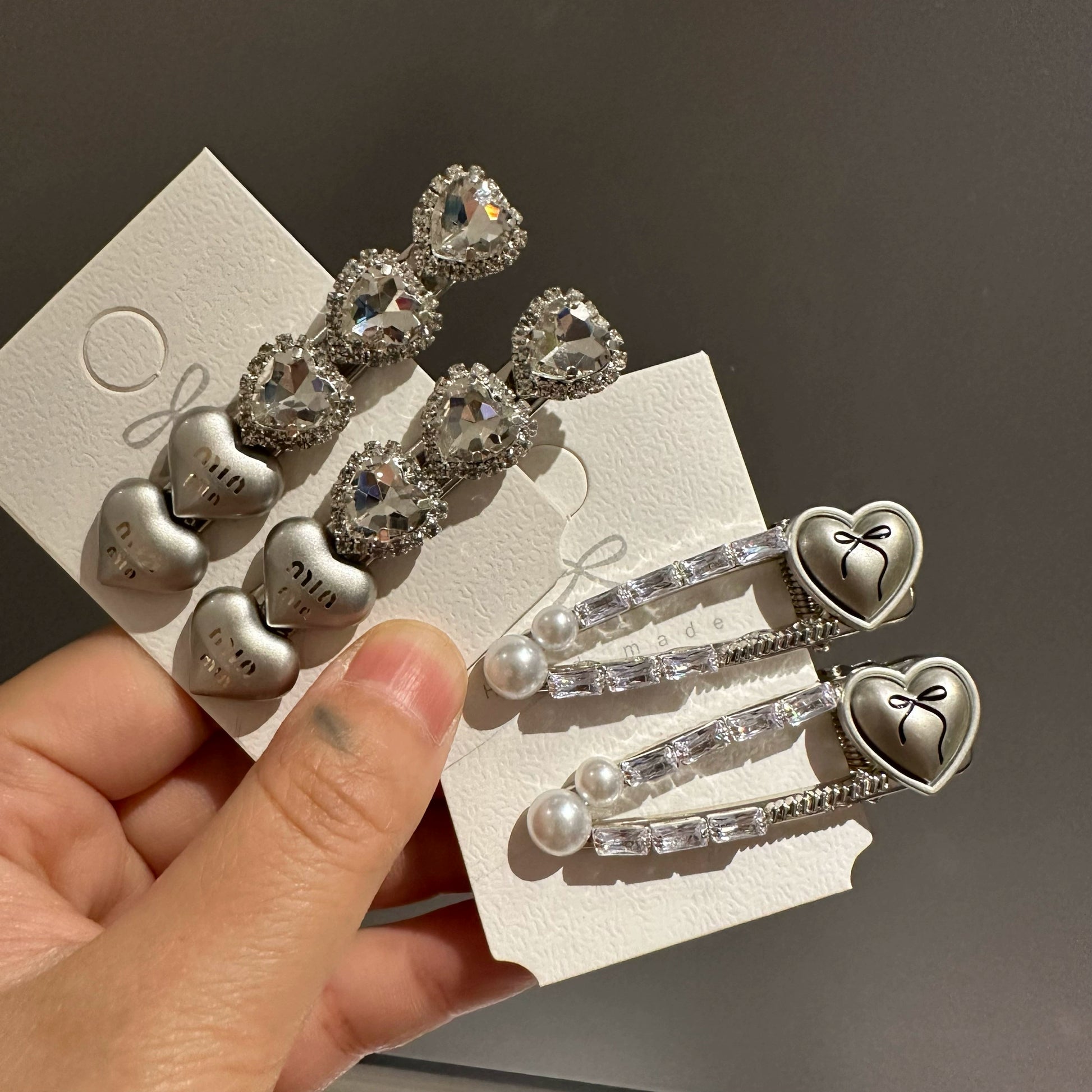 Hearts Silver Hair Clip