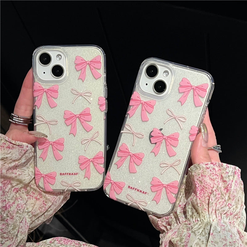 Pink Bow Embellished Clear Phone Case