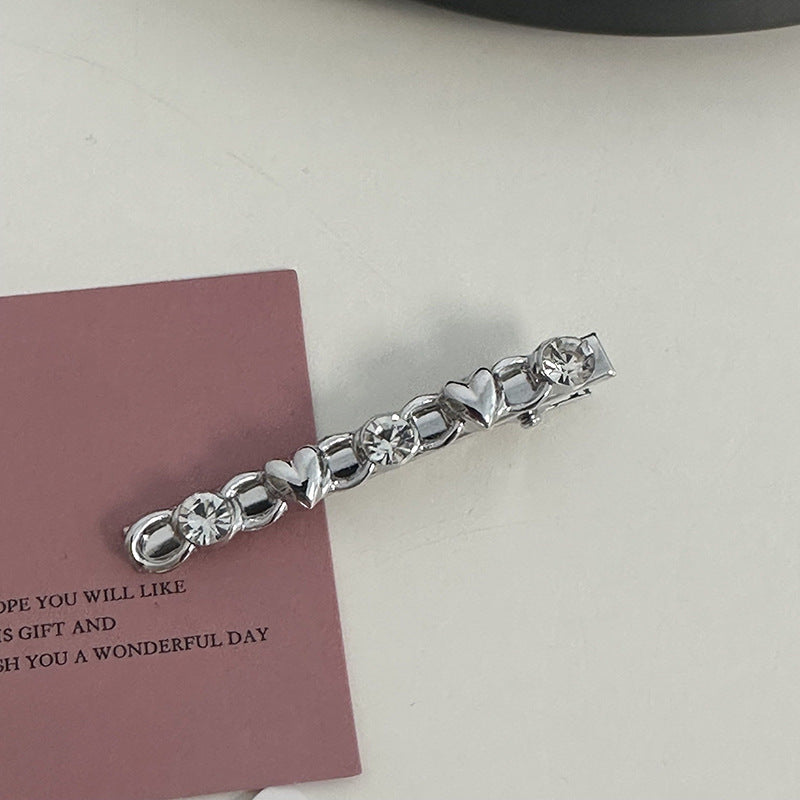 Silver Pink Crystal Hair Clips