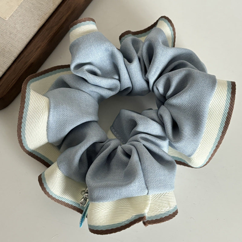 Vintage Plaid Lace Edge Scrunchie