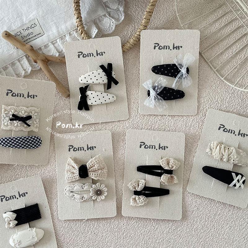 Monochrome Bow Hair Clip Set