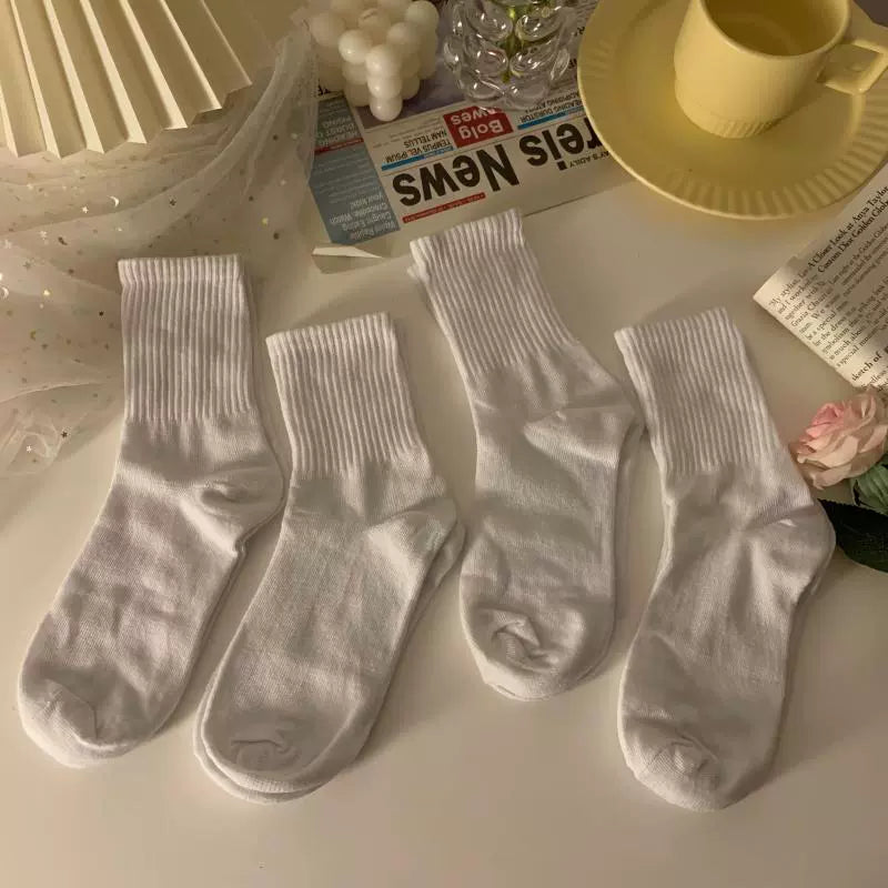 Black White Plain Socks