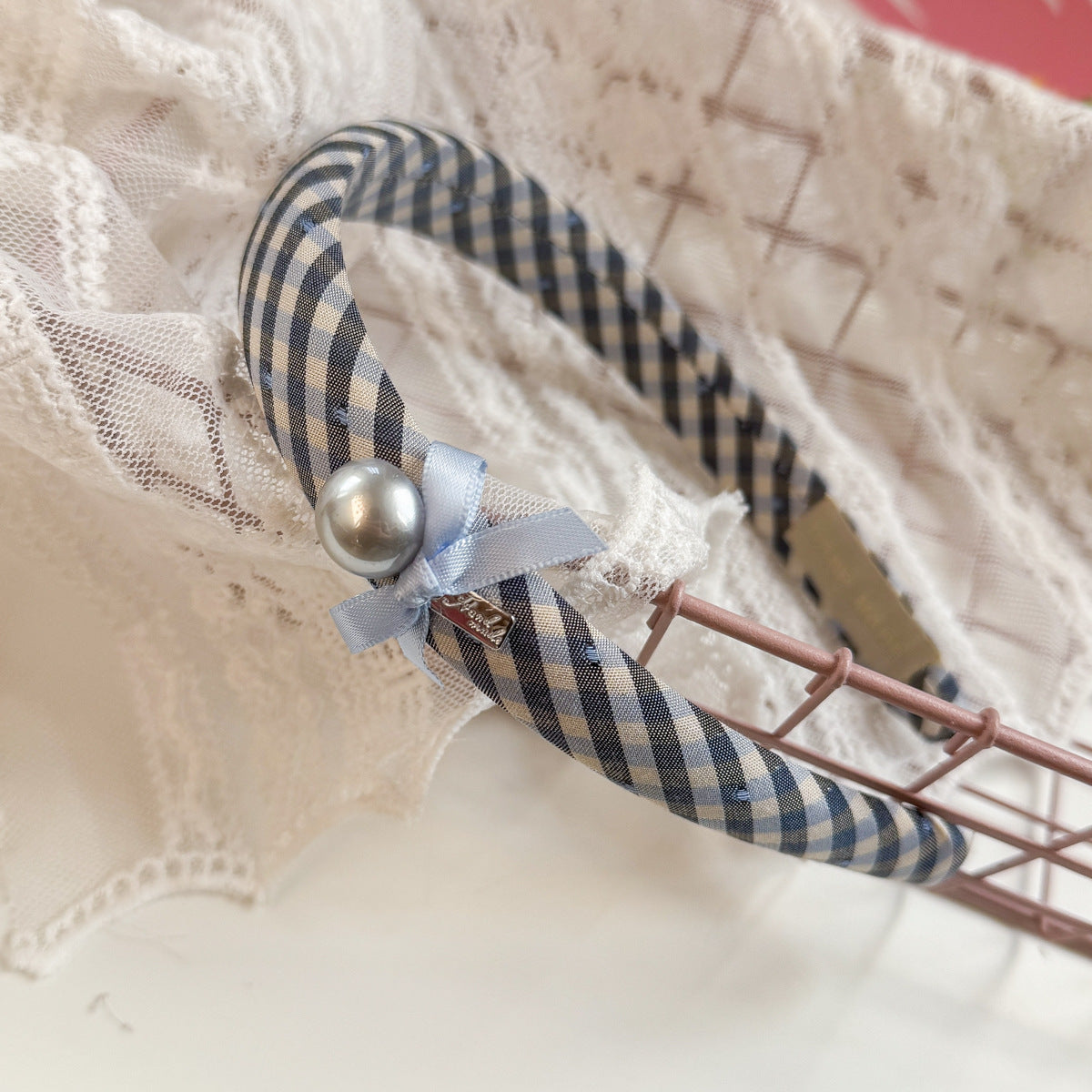 Gingham Bow Hair Clip Set