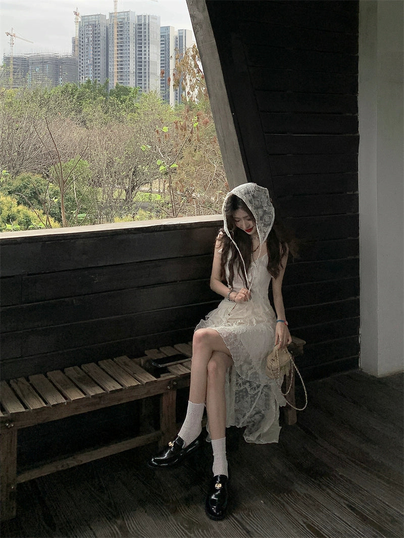 Boho White Lace Maxi Dress