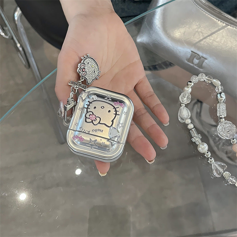 Silver Kitty Airpods Case