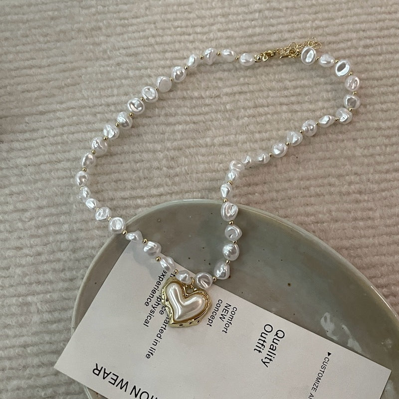 Heart Plate Pearl Necklace