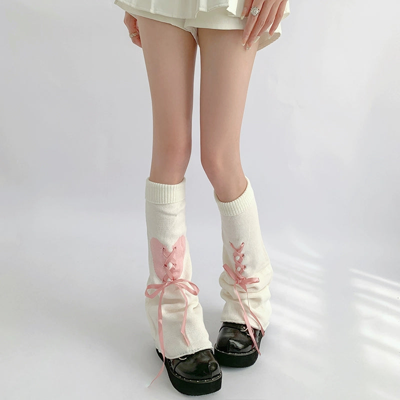 Lace-Up Ribbon Slouchy Leg Warmers