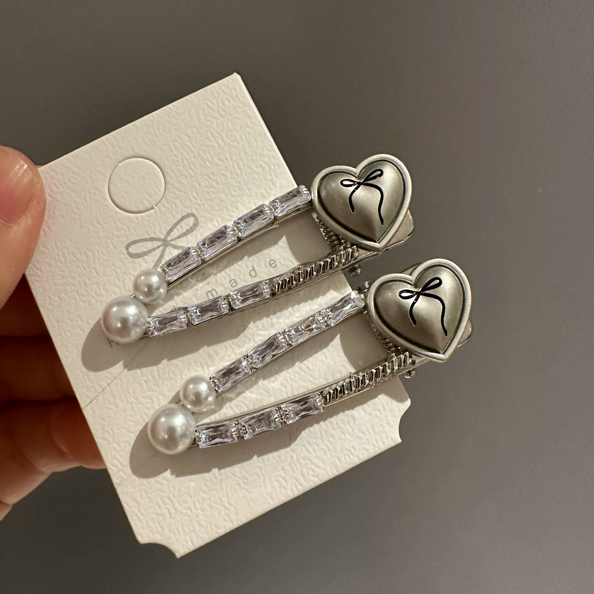 Hearts Silver Hair Clip