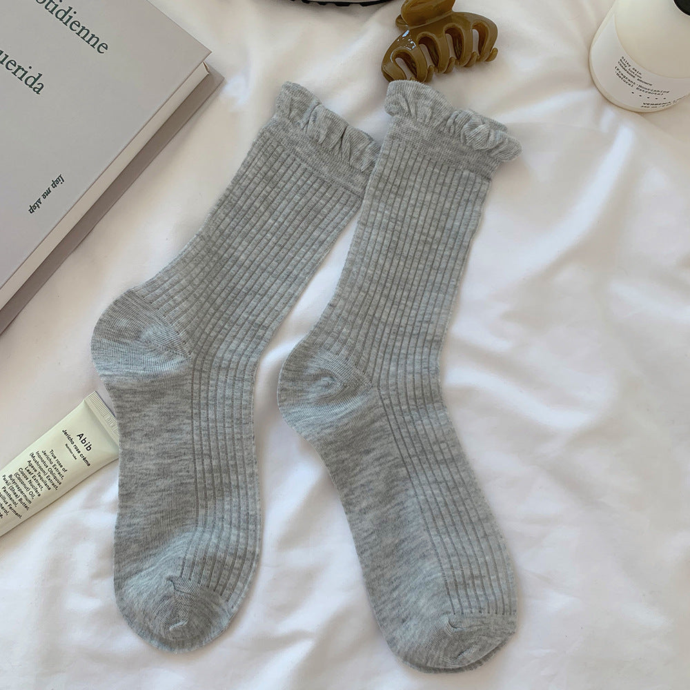 Ribbed Ruffle Top Socks