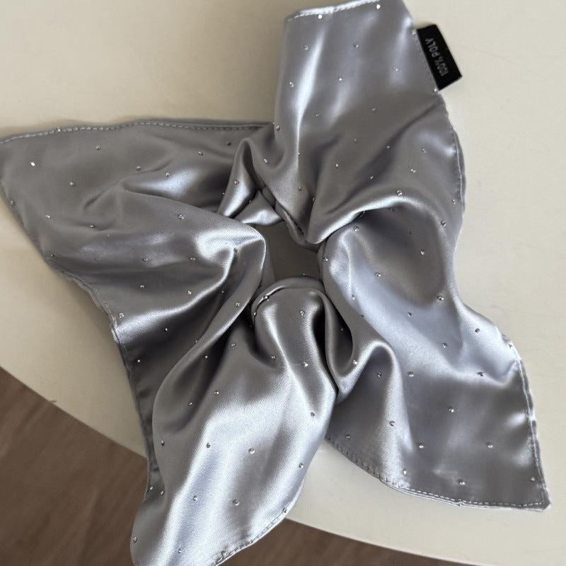Sparkling Satin Rhinestone Bow Scrunchie