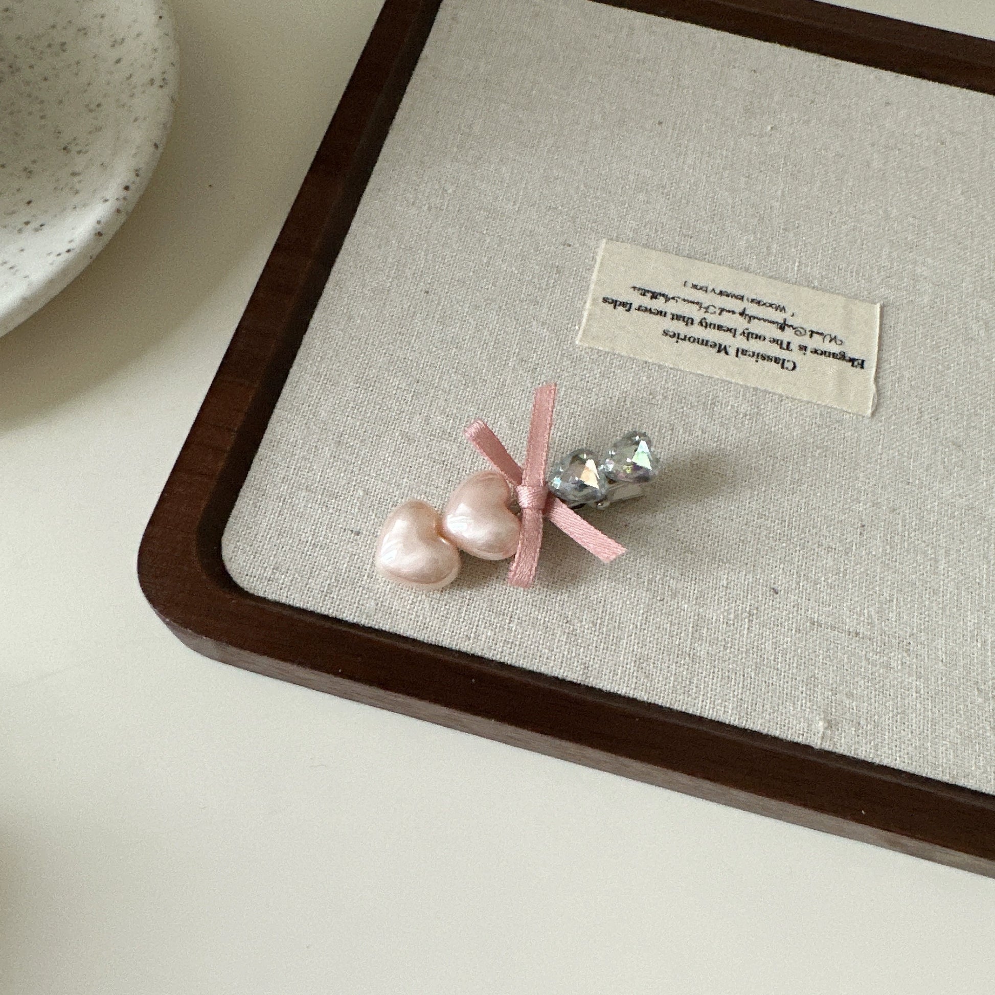 Pearl Heart Bow Clips