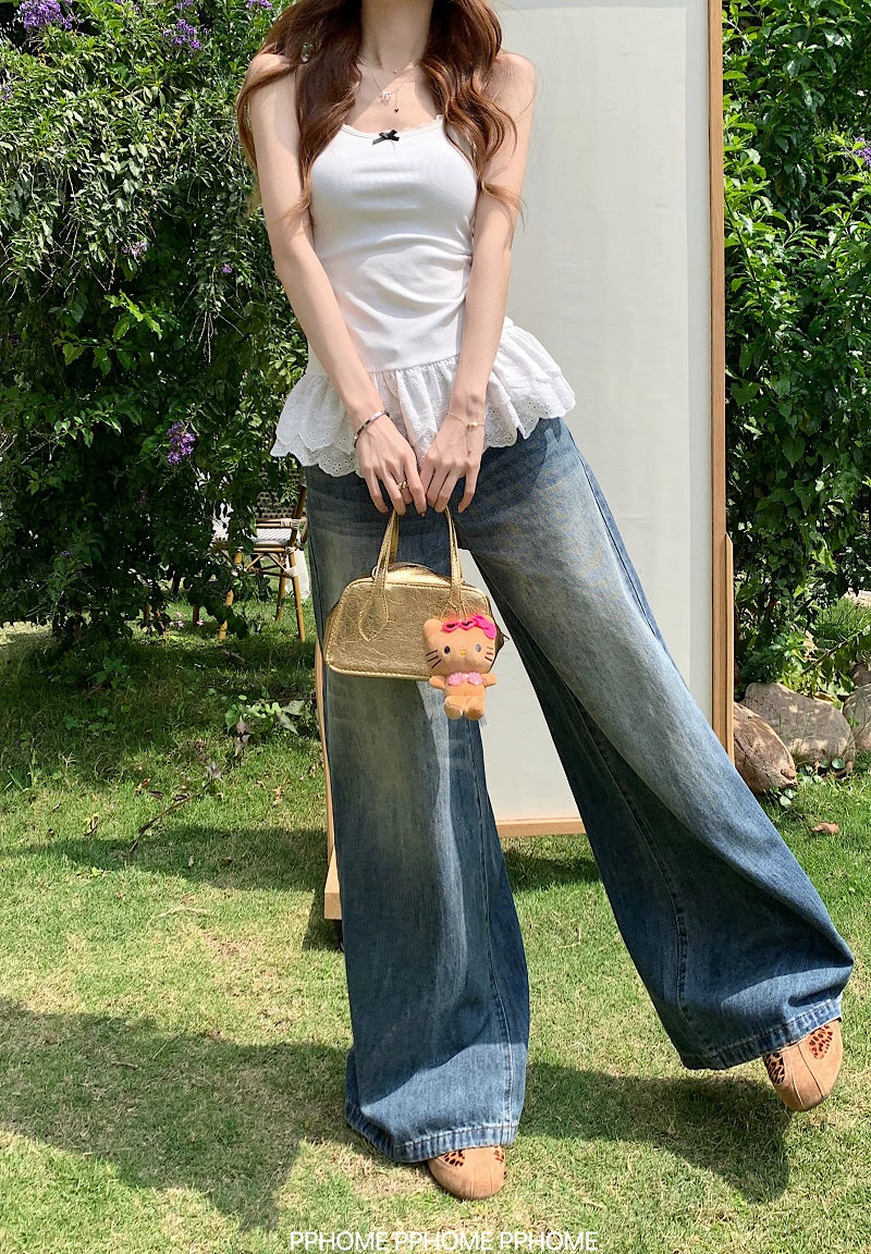 Chic Flared Waistline Blue Jeans