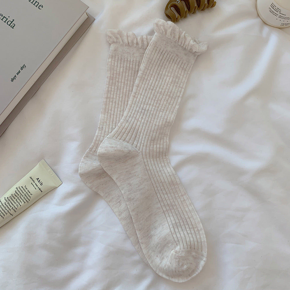 Ribbed Ruffle Top Socks