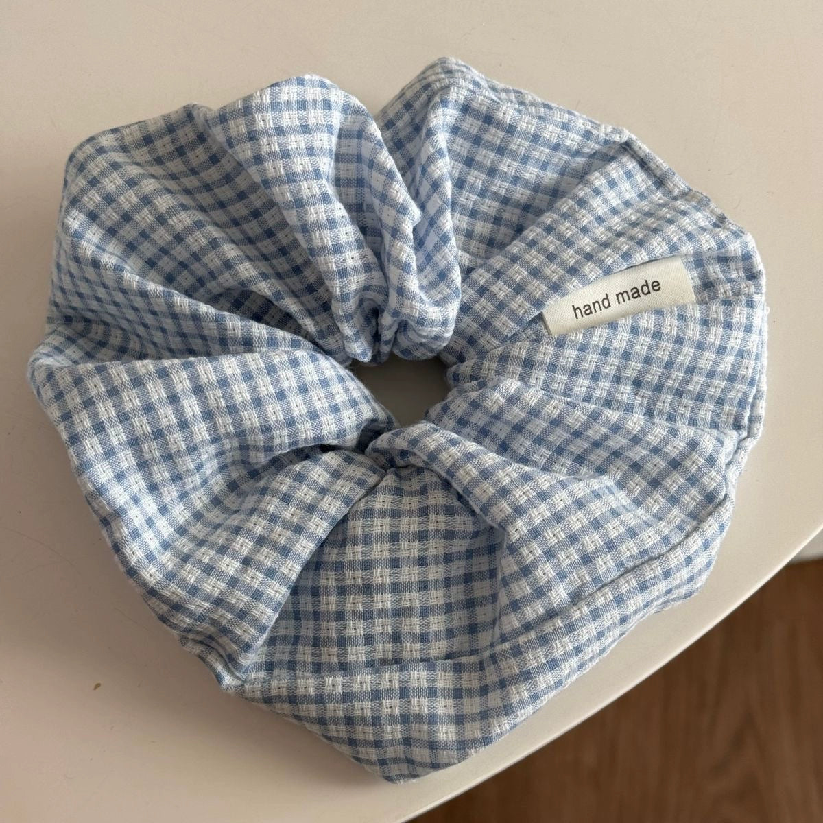 Blue Plaid Scrunchie Set
