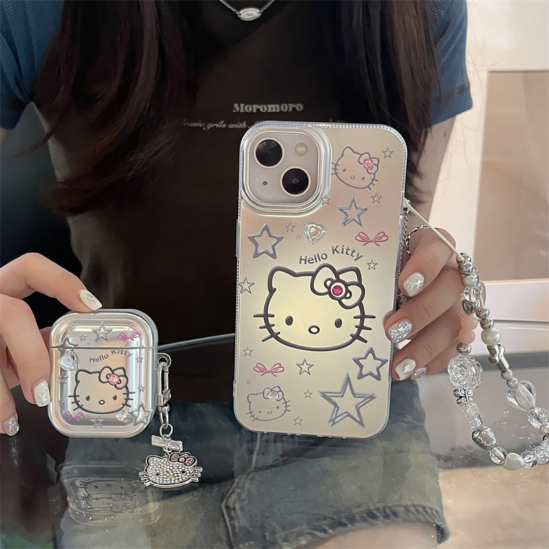 Y2K Silver Kitty Plate Case