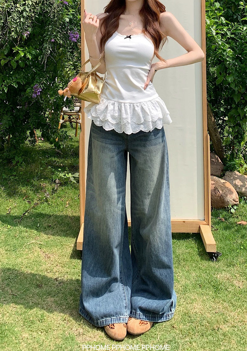 Chic Flared Waistline Blue Jeans