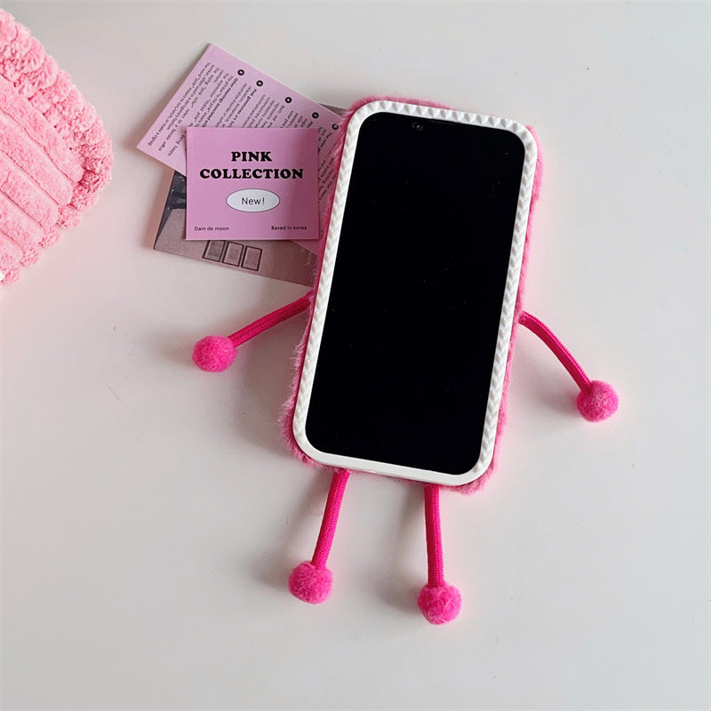 Stretchable Legs Pink Fluffy Case