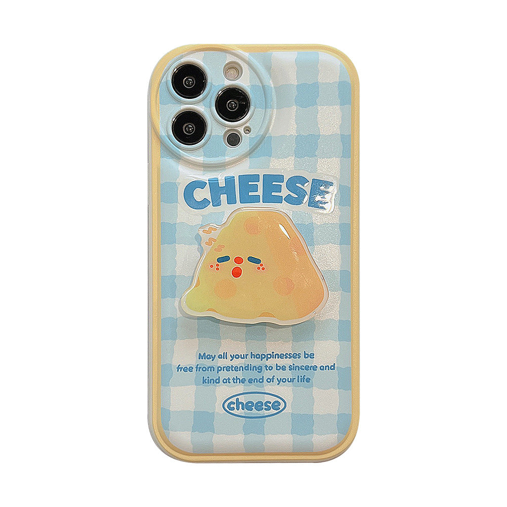 Sleepy Cheese Pop Socket Plaid Case