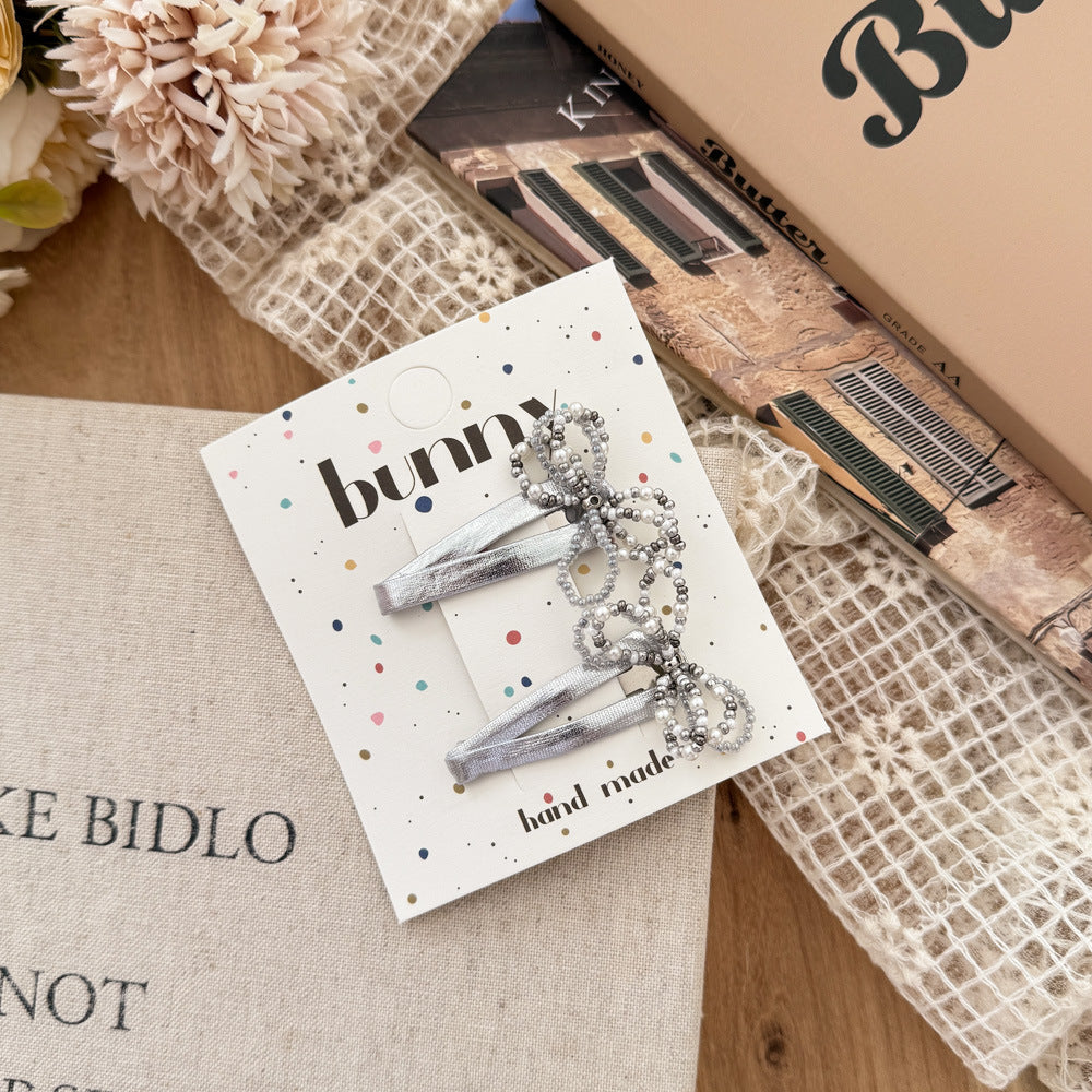 Elegant Silver Pearl Hair Clips