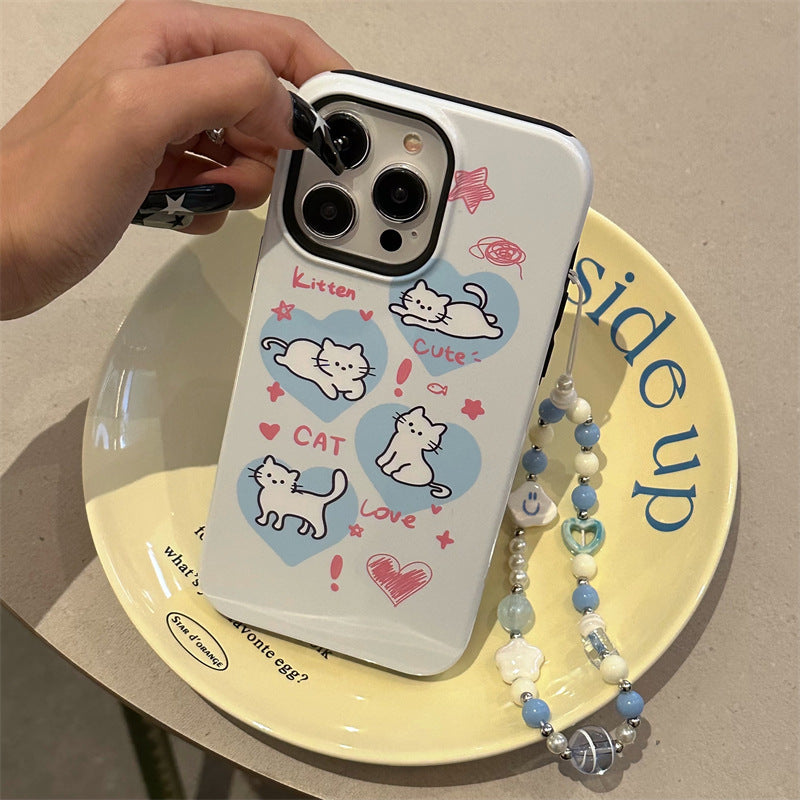 Cute Blue Heart Cat Case