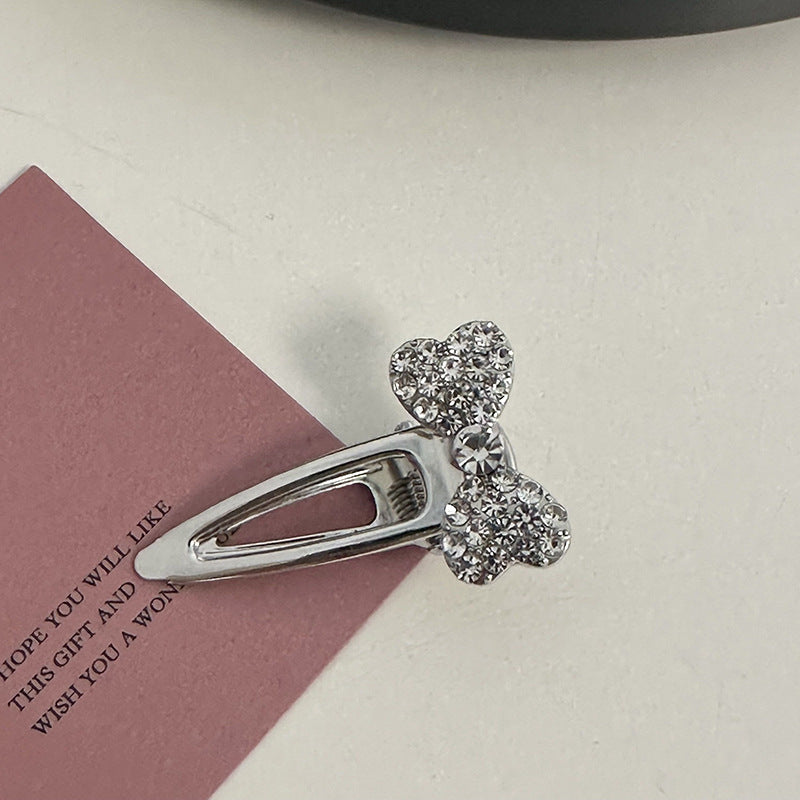 Silver Pink Crystal Hair Clips