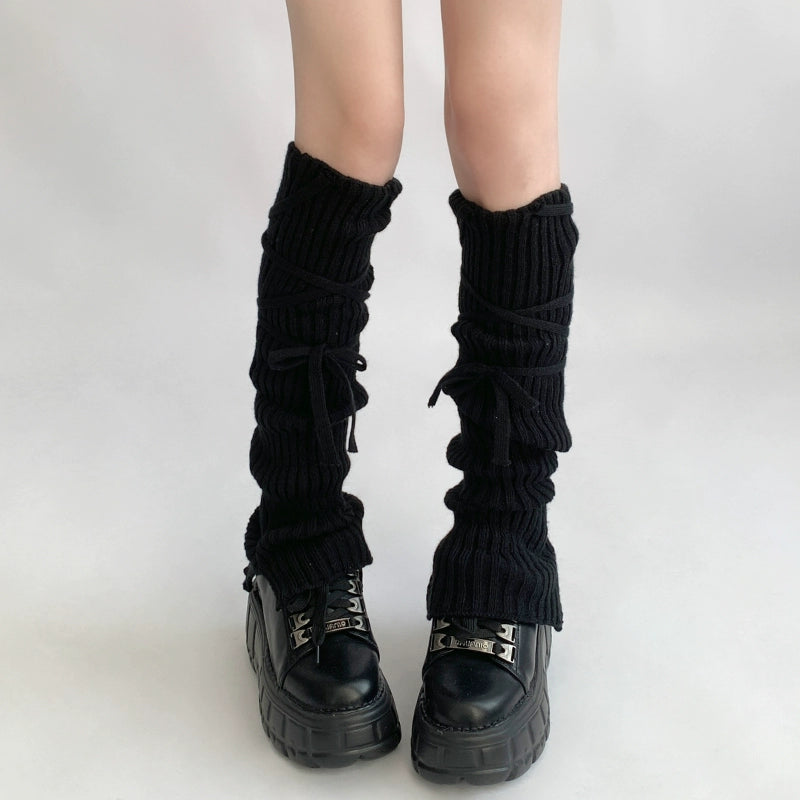 Soft Ribbed Drawstring Leg Warmer