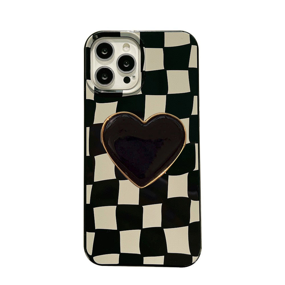 Checkerboard Heart Pop Socket Case