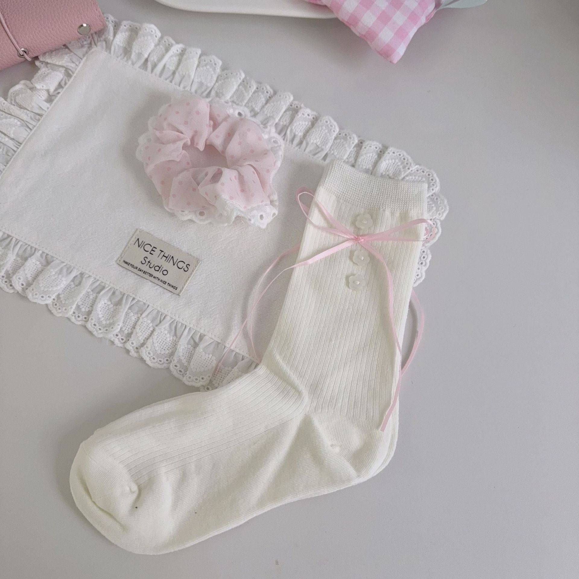 Sweet Pastel Bow Cotton Socks
