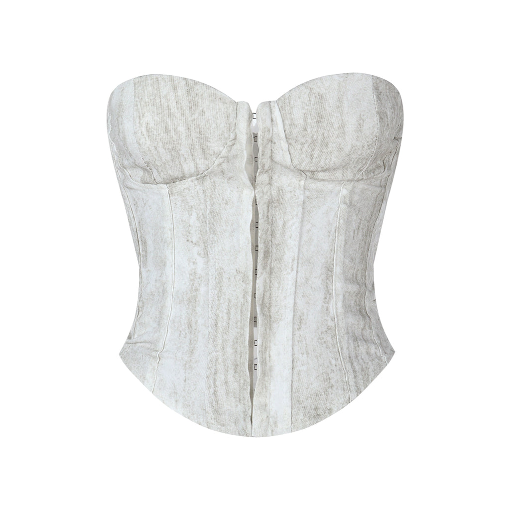 Pinstripe Corset Denim Set