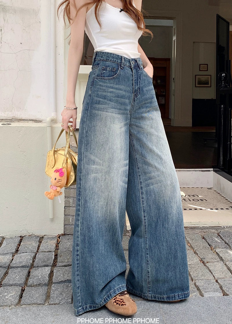 Chic Flared Waistline Blue Jeans