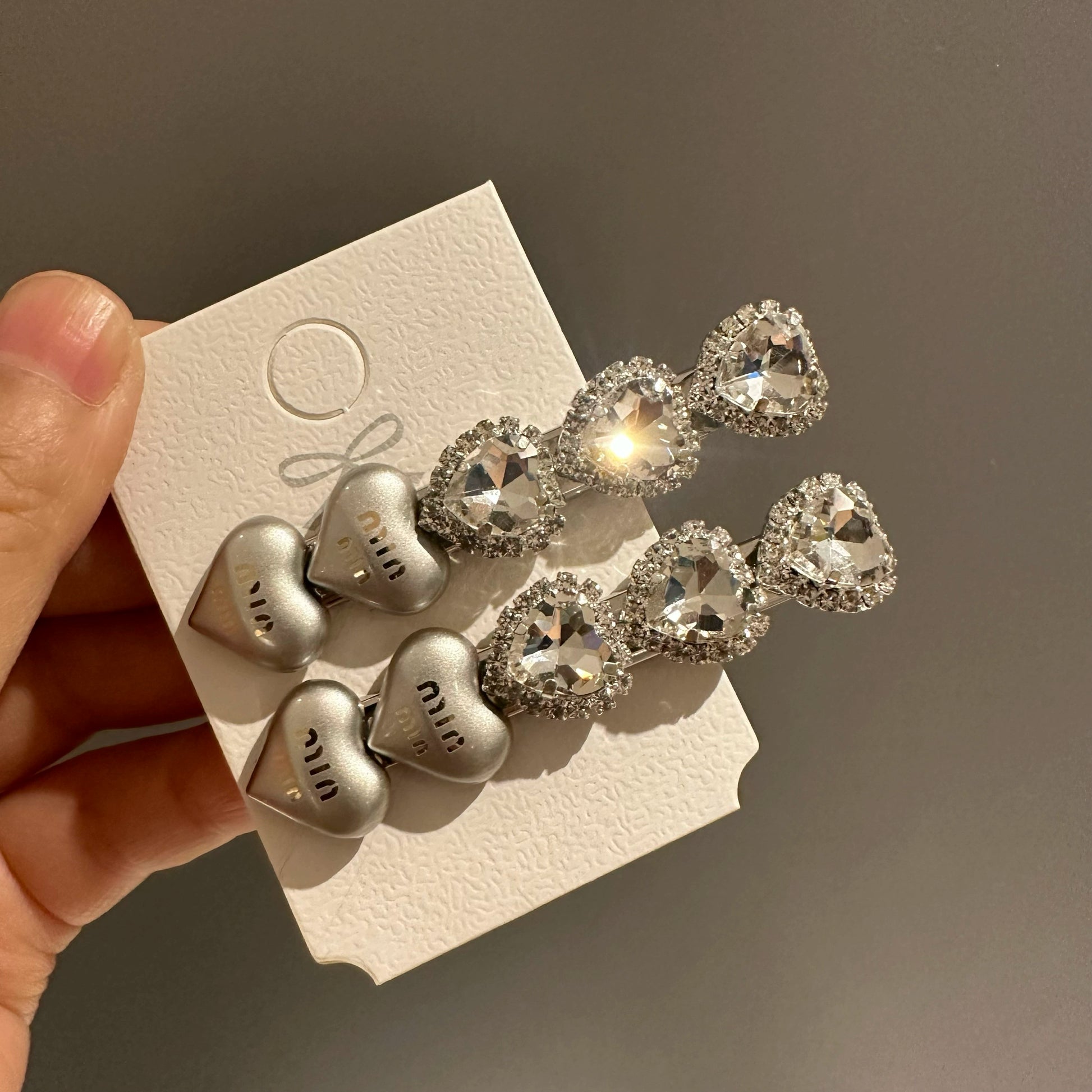 Hearts Silver Hair Clip