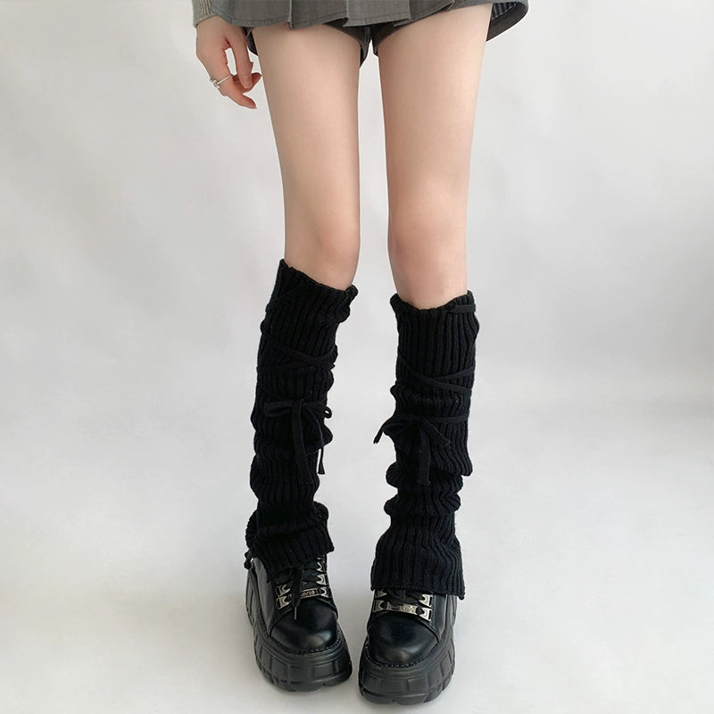 Soft Ribbed Drawstring Leg Warmer