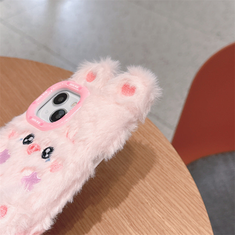 Star Blush Pink Bunny Fluffy Case