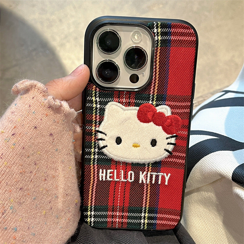 Retro Red Plaid Kitty Case