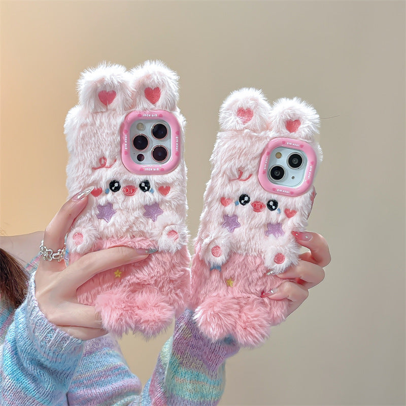 Star Blush Pink Bunny Fluffy Case