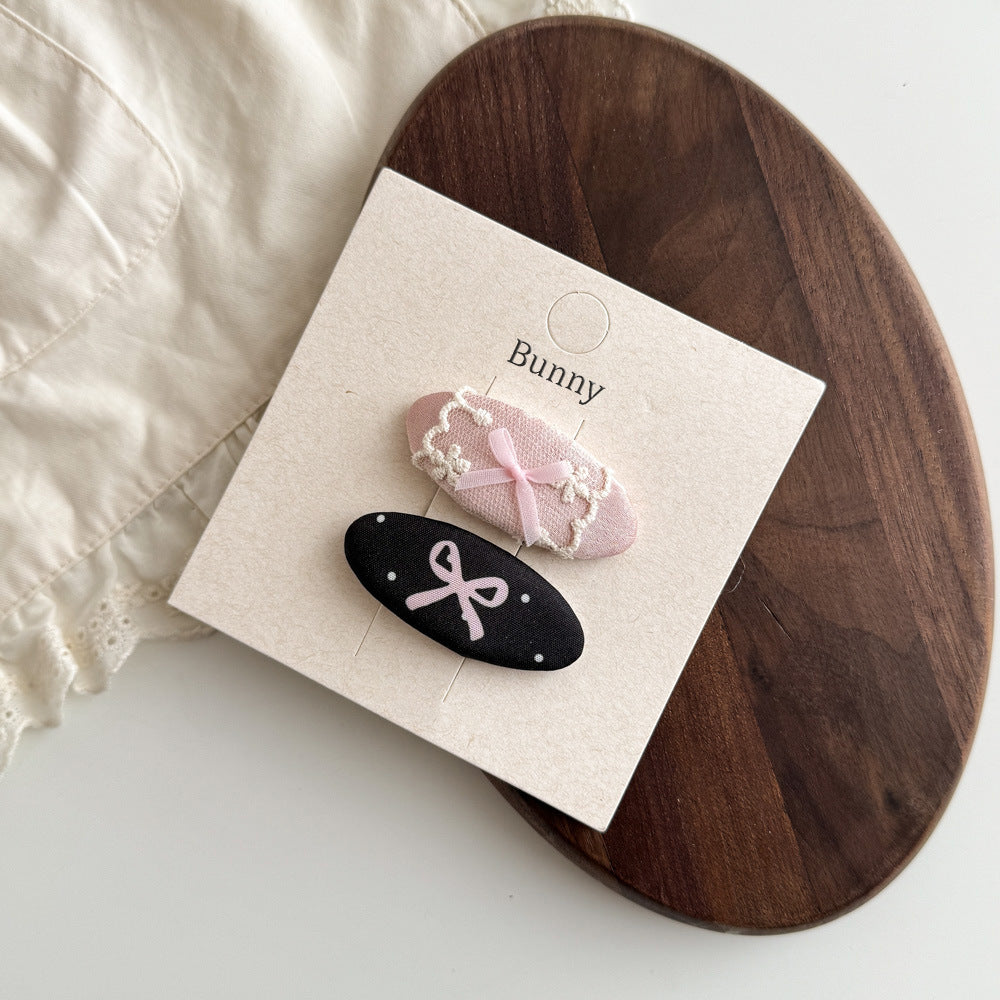 Bunny Pink Black Hair Clips