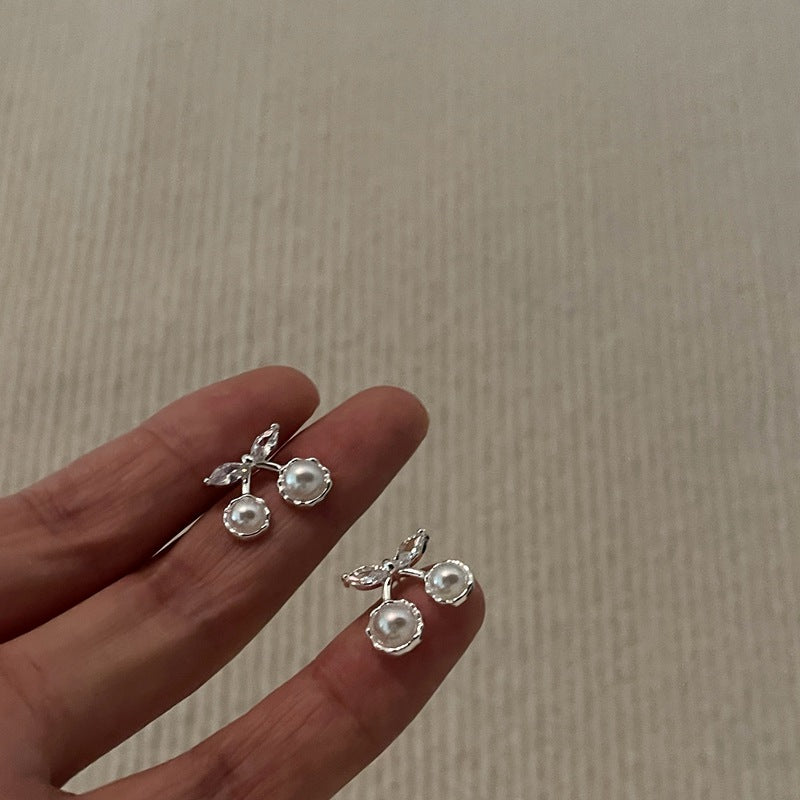 Silver white Cherry Earring
