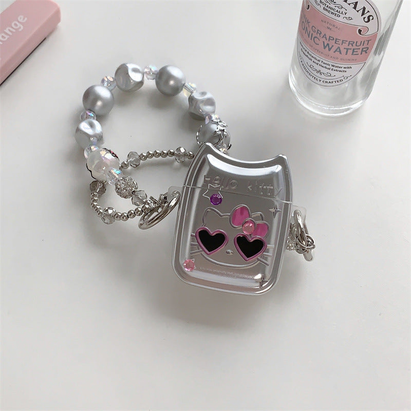 Silver Kitty Pearl Bag AirPods Case