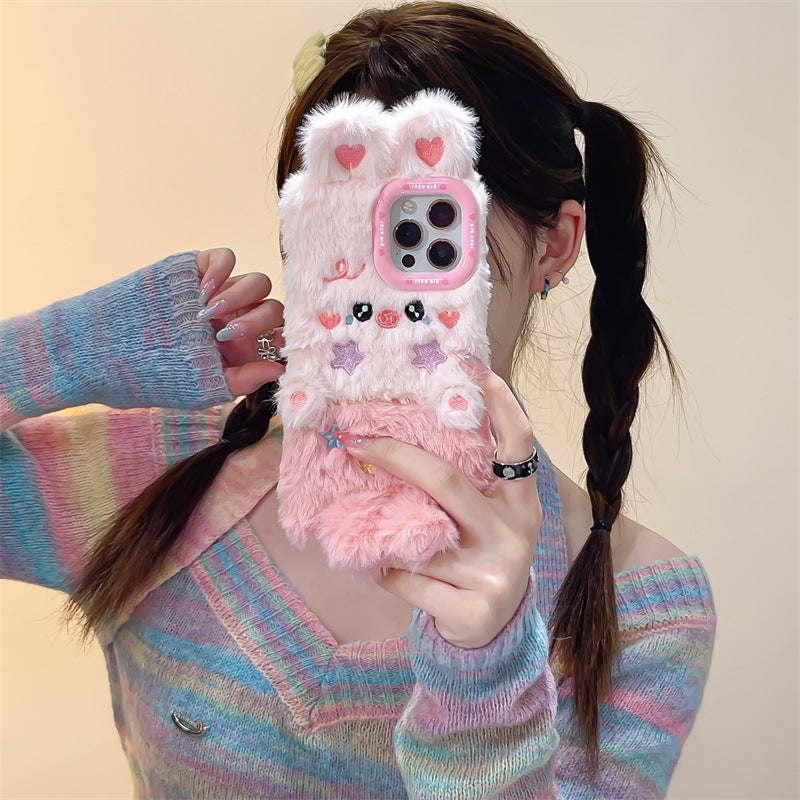 Star Blush Pink Bunny Fluffy Case