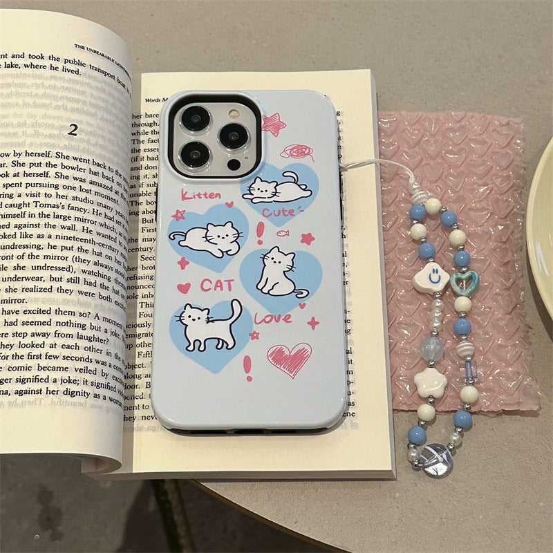 Cute Blue Heart Cat Case