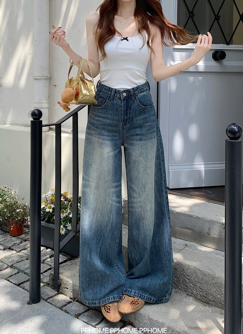 Chic Flared Waistline Blue Jeans