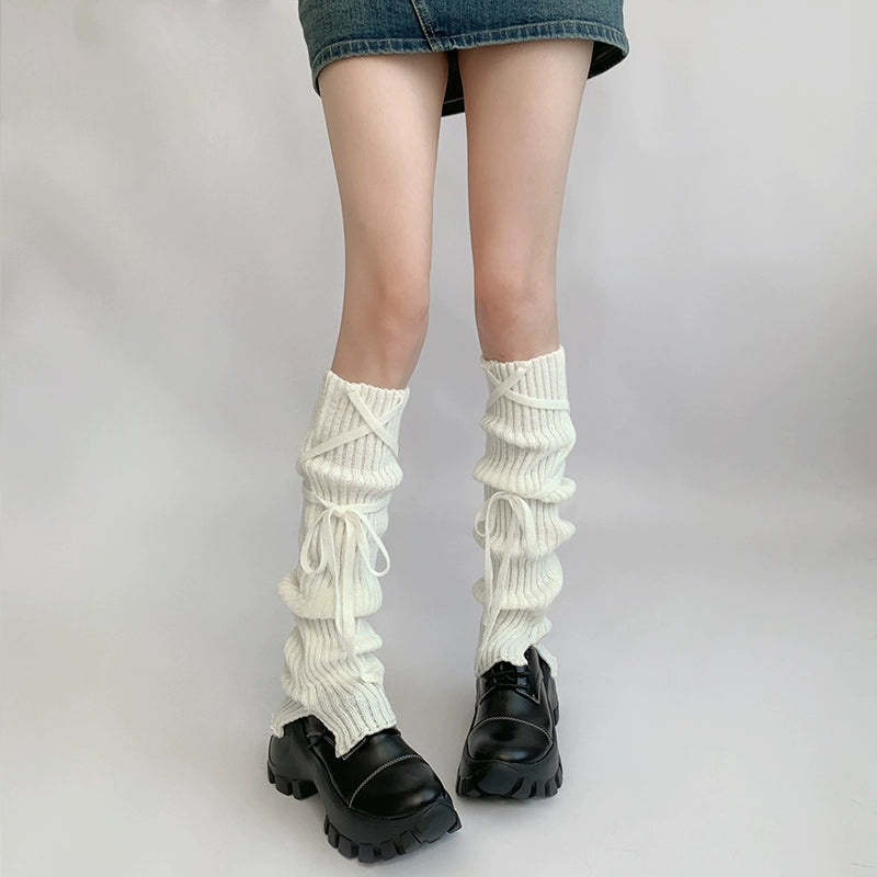 Soft Ribbed Drawstring Leg Warmer