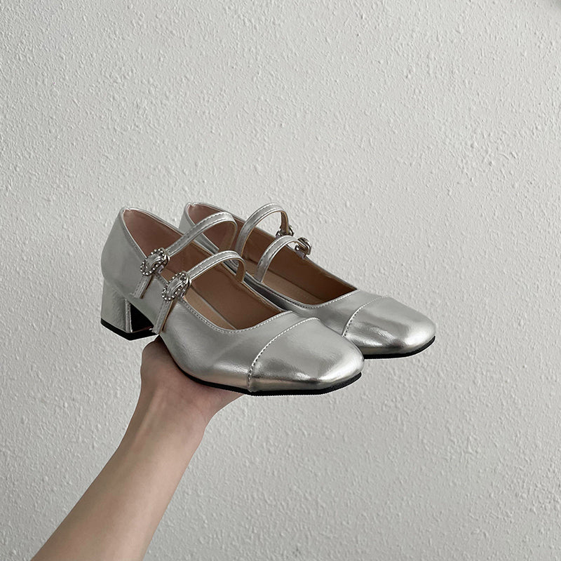 Mini Pearl Buckle Flat Ballet Shoe