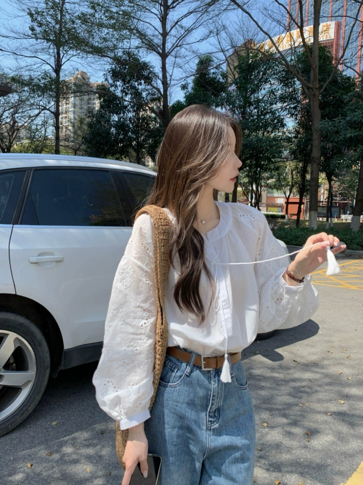 Boho Chic Lace Sleeve Blouse