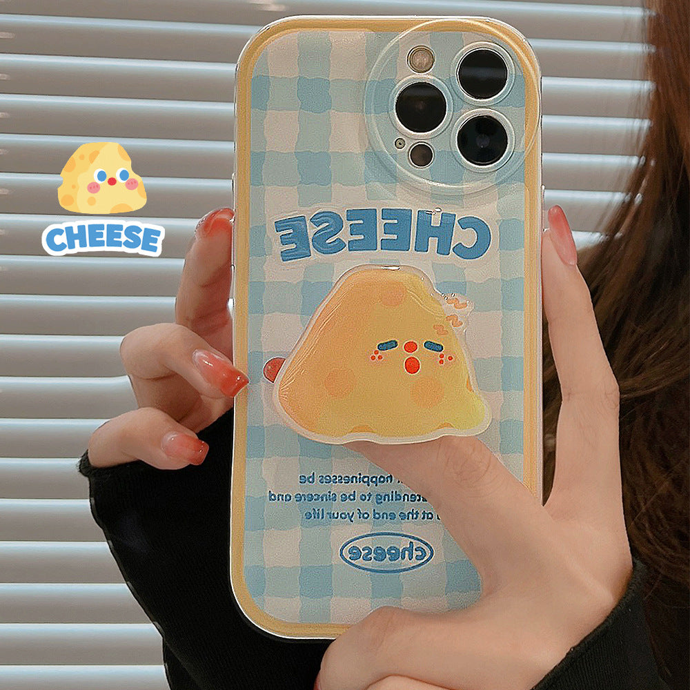 Sleepy Cheese Pop Socket Plaid Case