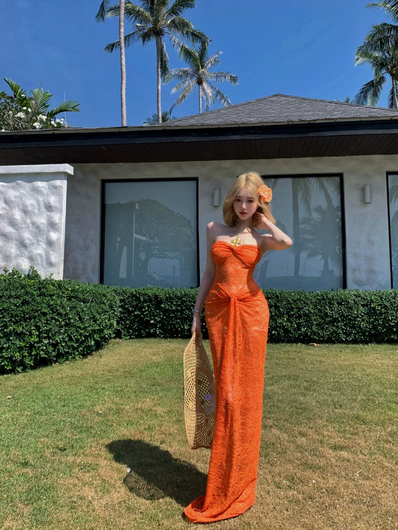 Chic Orange Resort Maxi Dress
